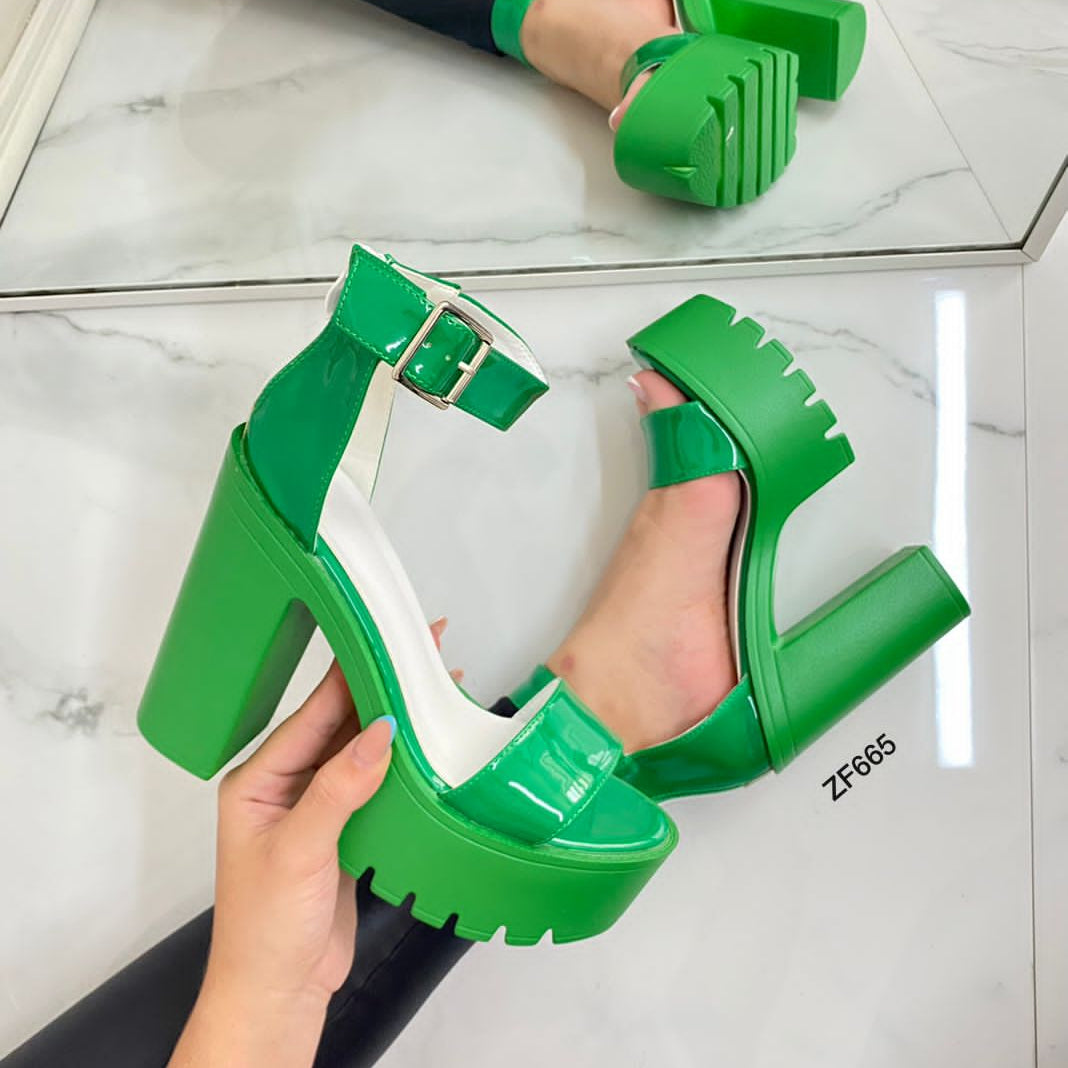 Sandalia verde tacon 13cm 119-5 C-4